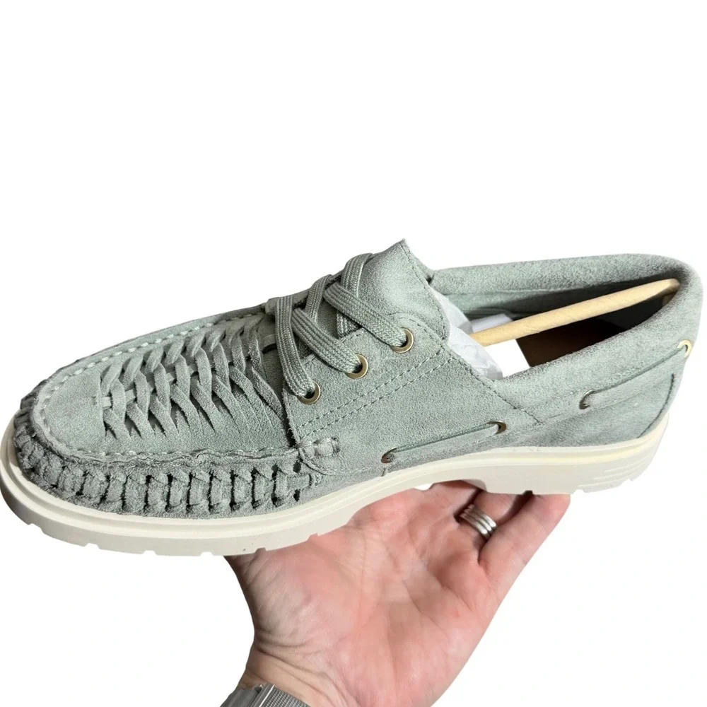 Aldo Mikal Mens Sage Suede Boat Shoes Pillow Walk Woven Lace Up Mikal-311 Size 7